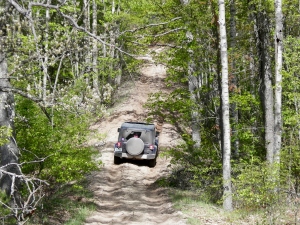 Trying to make it up a steep hill at Camp Grayling.